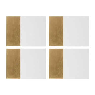 Orsina Geome White and Gold Placemats – Heat-Resistant Set of 4