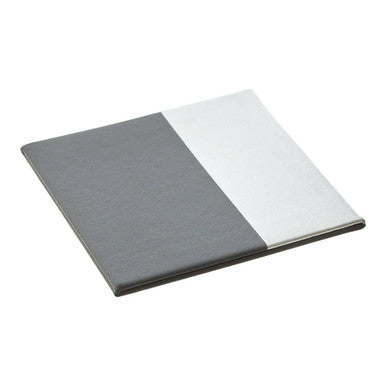 Orsina Geome Leather Effect Coasters | Grey and Silver Set of 4