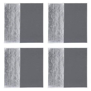 Orsina Geome Leather Effect Coasters | Grey and Silver Set of 4