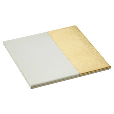 Orsina Geome Square Coasters – Set of 4 White and Gold Table Mats