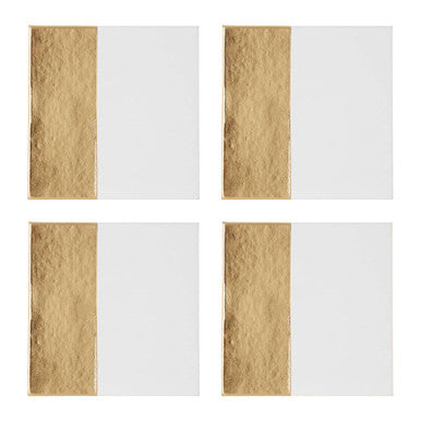 Orsina Geome Square Coasters – Set of 4 White and Gold Table Mats