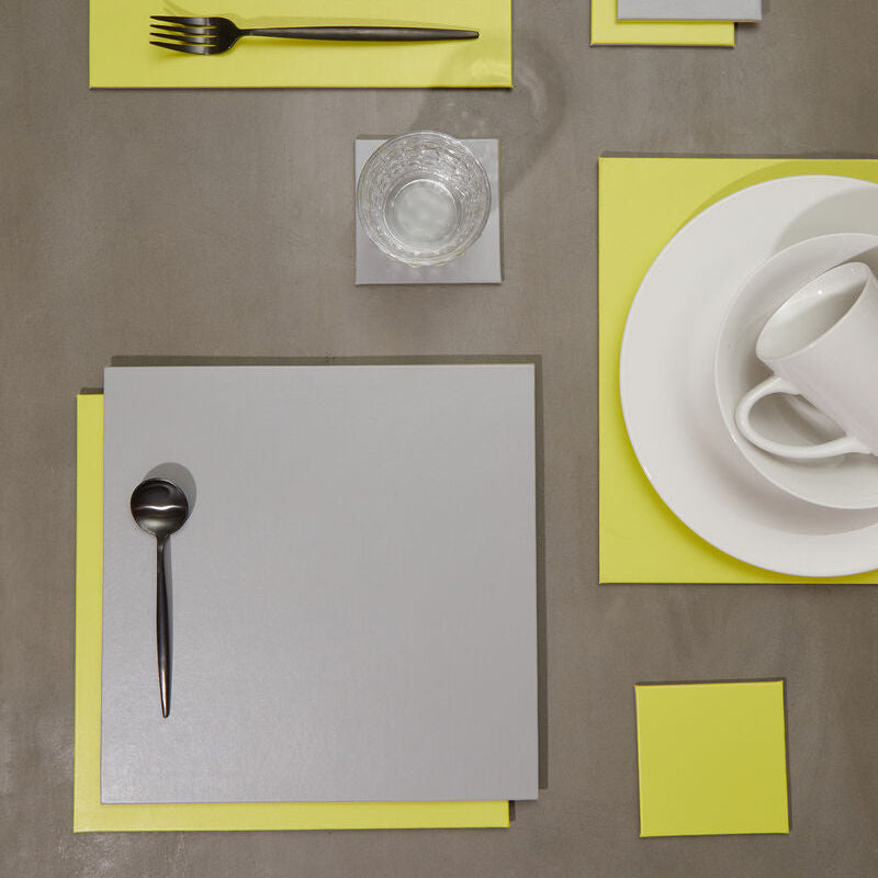 Orsina Geome Reversible Faux Leather Placemat and Coaster Set of 4