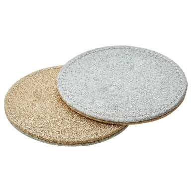 Orsina Reversible Gold and Silver Glitter Faux Leather Coasters – Set of 4