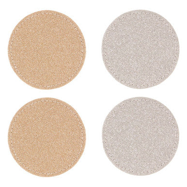 Orsina Reversible Gold and Silver Glitter Faux Leather Coasters – Set of 4