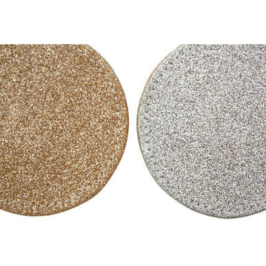 Orsina Reversible Gold and Silver Glitter Faux Leather Coasters – Set of 4