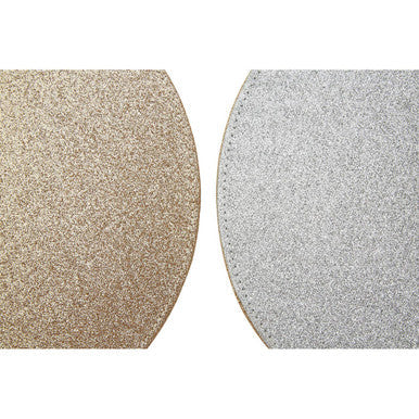Orsina Reversible Glitter Placemats – Set of 4 Faux Leather Gold & Silver