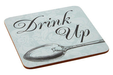 Orsina Drink Up Cork Coasters – Set of 4 Green Fleur-de-Lis Table Mats