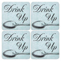 Orsina Drink Up Cork Coasters – Set of 4 Green Fleur-de-Lis Table Mats