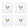 Orsina Mrs Henderson Cork Coasters – Set of 4 White Chicken Coasters