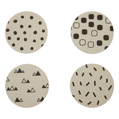 Orsina Mimo Monochrome Cork Coasters – Set of 4 Eclectic All Sorts