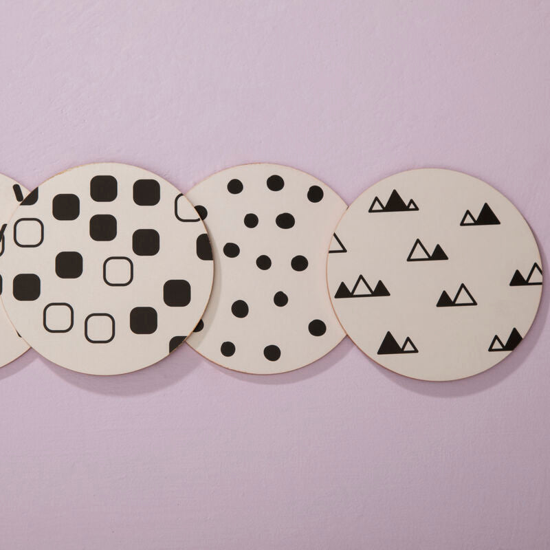 Orsina Mimo Monochrome Cork Coasters – Set of 4 Eclectic All Sorts