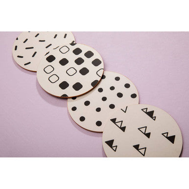 Orsina Mimo Monochrome Cork Coasters – Set of 4 Eclectic All Sorts