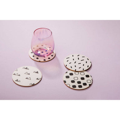 Orsina Mimo Monochrome Cork Coasters – Set of 4 Eclectic All Sorts