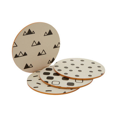 Orsina Mimo Monochrome Cork Coasters – Set of 4 Eclectic All Sorts