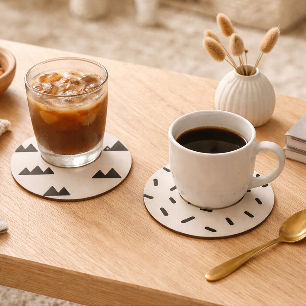 Orsina Mimo Monochrome Cork Coasters – Set of 4 Eclectic All Sorts