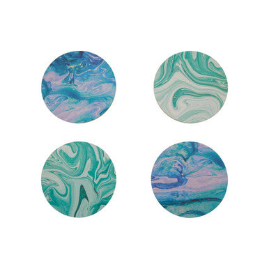 Orsina Mimo Cork Coasters – Set of 4 Marble Print with Gold Foil Edges