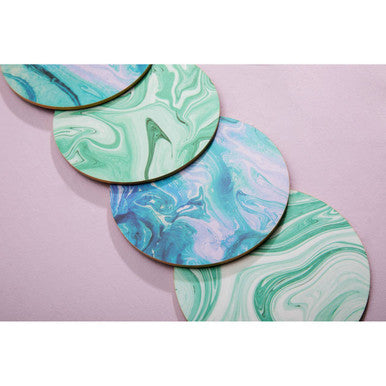Orsina Mimo Cork Coasters – Set of 4 Marble Print with Gold Foil Edges