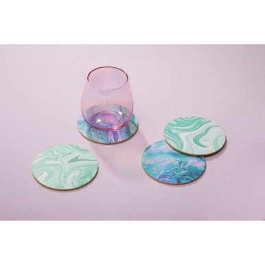 Orsina Mimo Cork Coasters – Set of 4 Marble Print with Gold Foil Edges