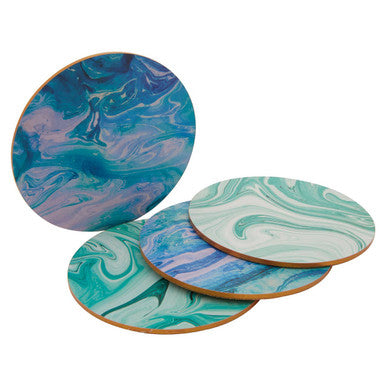 Orsina Mimo Cork Coasters – Set of 4 Marble Print with Gold Foil Edges