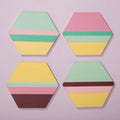 Orsina Mimo Hexagonal Cork Coasters - Miami Striped Gold Foil - Set of 4