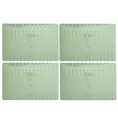 Orsina Frosted Deco Green Placemats – Set of 4 Art Deco Table Mats