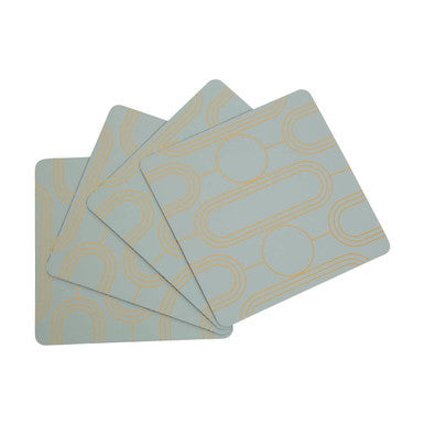 Orsina Green Drink Coasters – Set of 4 Art Deco Frosted Table Decor