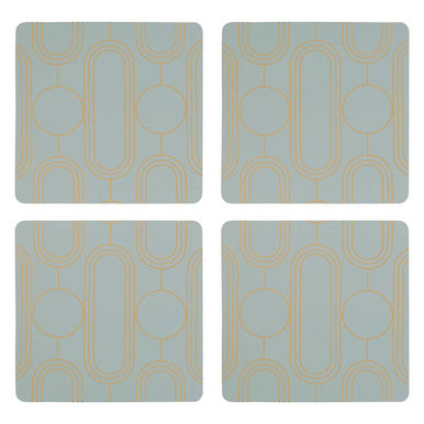 Orsina Green Drink Coasters – Set of 4 Art Deco Frosted Table Decor