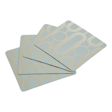 Orsina Green Drink Coasters – Set of 4 Art Deco Frosted Table Decor