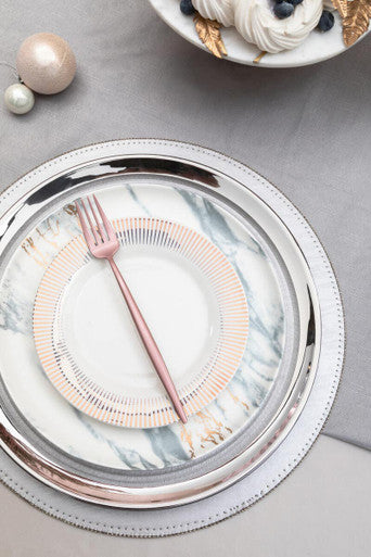 Orsina Knightsbridge Round Placemats – Set of 4 Silver Table Decor