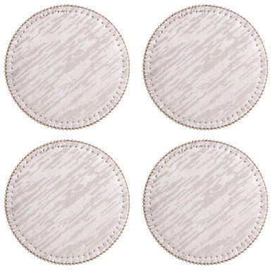 Orsina Knightsbridge Silver Round Coasters with Pearl Fringe - Set of 4
