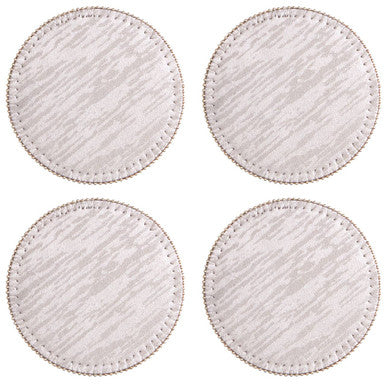 Orsina Knightsbridge Silver Round Coasters with Pearl Fringe - Set of 4