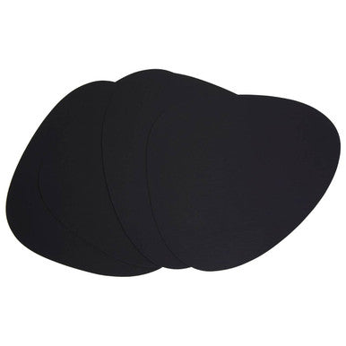 Orsina Catlins Pebble Black Faux Leather Placemats | Heat-Resistant 4Pc Set