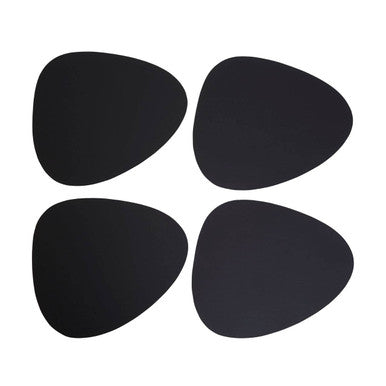 Orsina Catlins Pebble Black Faux Leather Placemats | Heat-Resistant 4Pc Set