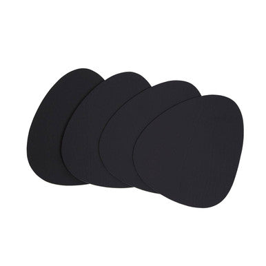 Orsina Catlins Black Faux Leather Coasters – 4-Piece Pebble Shape Set