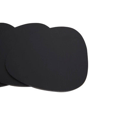 Orsina Catlins Black Faux Leather Coasters – 4-Piece Pebble Shape Set