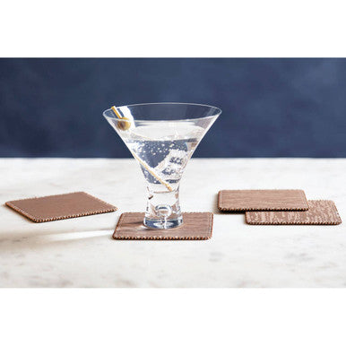 Orsina Knightsbridge Square Coasters – Pink Faux Pearl Edge Set of 4