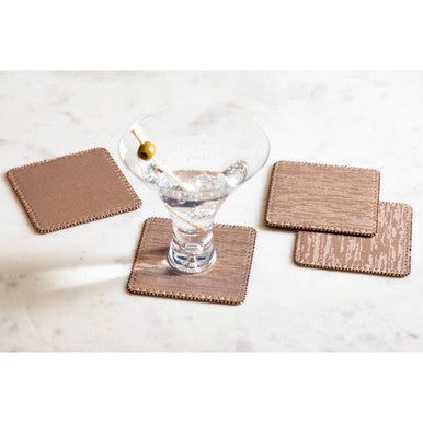 Orsina Knightsbridge Square Coasters – Pink Faux Pearl Edge Set of 4