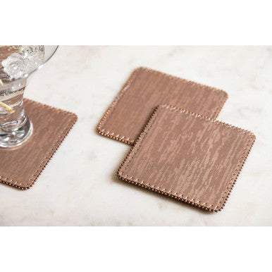 Orsina Knightsbridge Square Coasters – Pink Faux Pearl Edge Set of 4