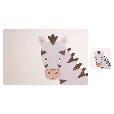 Orsina Effy Zebra Placemat and Coaster Set | 2-Piece Animal Print