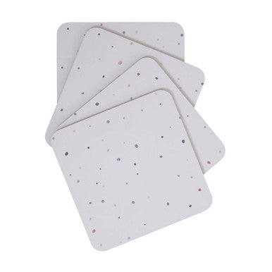 Orsina Speckled Square Coasters – Set of 4 White Minimalist Table Protectors