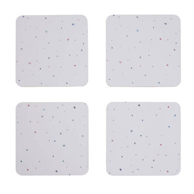 Orsina Speckled Square Coasters – Set of 4 White Minimalist Table Protectors