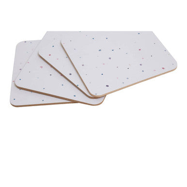 Orsina Speckled Square Coasters – Set of 4 White Minimalist Table Protectors