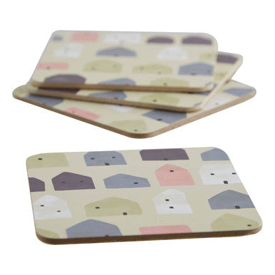 Orsina Calcot Square Drink Coasters – 4Pc Set Wild Cottage Design