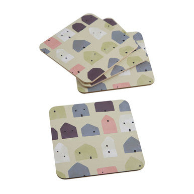 Orsina Calcot Square Drink Coasters – 4Pc Set Wild Cottage Design