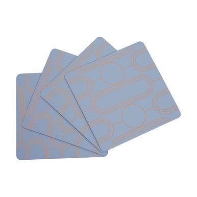 Orsina Blue Coasters – Set of 4 Frosted Art Deco Geometric Drink Coasters