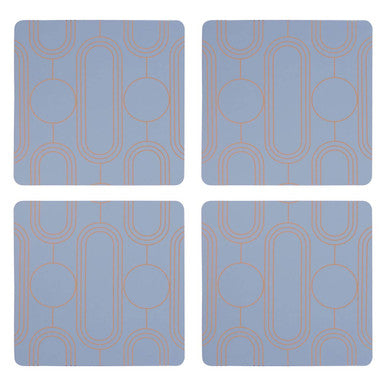 Orsina Blue Coasters – Set of 4 Frosted Art Deco Geometric Drink Coasters