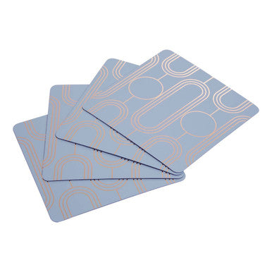Orsina Blue Coasters – Set of 4 Frosted Art Deco Geometric Drink Coasters