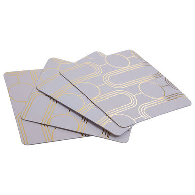 Orsina Frosted Deco Lilac Coasters – Set of 4 Art Deco Table Protectors