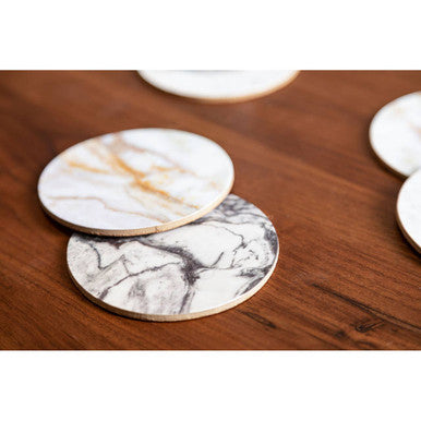 Orsina Mimo Marble Effect Cork Coasters with Gold Foil Edges - 6pc