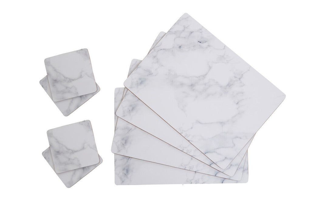 Orsina Zambie 8-Piece Cork Placemats and Coasters – Grey Marble Set